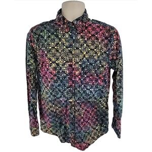 Pete‎ Huntington Bali Hawaiian Floral Shirt 2XL Long Sleeve Colorful Vacation